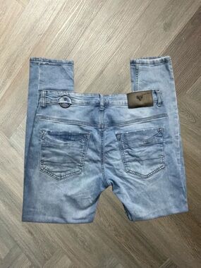 Tanjim Slim Fit Distressed Jeans Mens 32x29 Light Wash Denim‎ UAE Dubai Casual